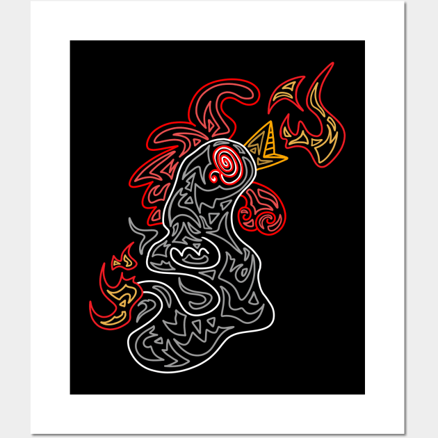 Gerald the Fire Breathing Chicken (Ghostly Edition) Wall Art by mm92